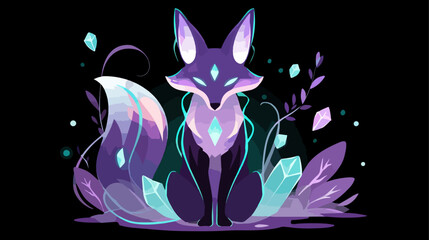 Mystical purple fox with crystals