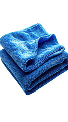 Stacked blue microfiber towels
