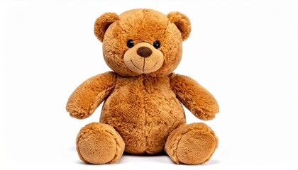 Obraz premium Soft teddy bear on white, symbol of comfort and childhood