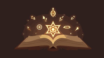 Open book with magic symbols