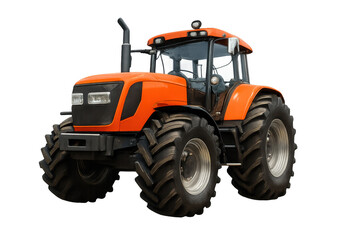 Obraz premium Orange tractor isolated on transparent background, ready for agricultural work