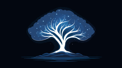 Glowing tree night landscape