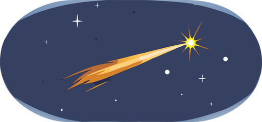 Naklejka premium A vibrant vector image of a comet soaring through the sky, with a luminous tail trailing behind.