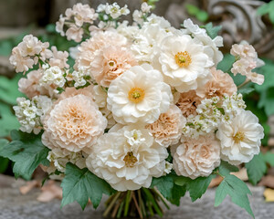 Elegant Peach and White Floral Bouquet Illustration