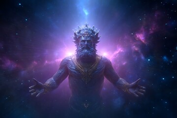 Fototapeta premium Celestial god with glowing spiritual energy