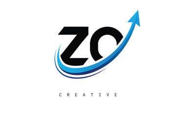 ZO Letter Logo with Dynamic Arrow Swoosh – Modern Business Branding, Growth, Progress & Innovation Symbol