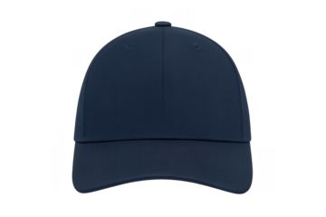 Dark blue baseball cap on transparent background, front view, perfect for mockups