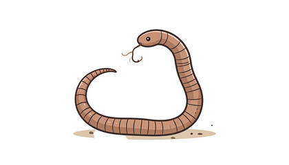 Cartoon earthworm curled up
