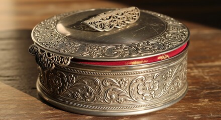 Ornate Silver Decorative Trinket Box.