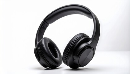 Black over-ear headphones, cushioned pads, sleek modern audio gear.