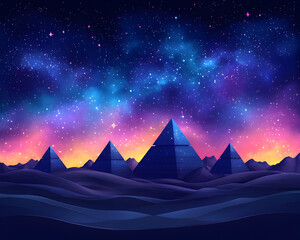 Cosmic Pyramids: A Night Sky Illustration