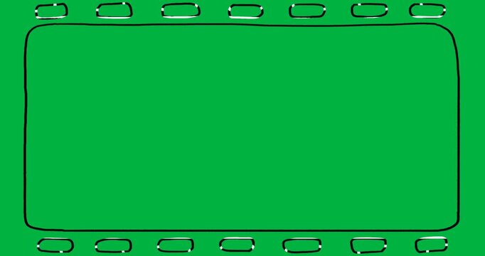 On start hand-drawn filmstrip frame remaining static on transparent background awaiting content