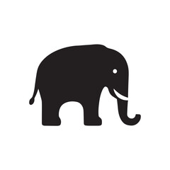 Black elephant silhouette isolated on white background