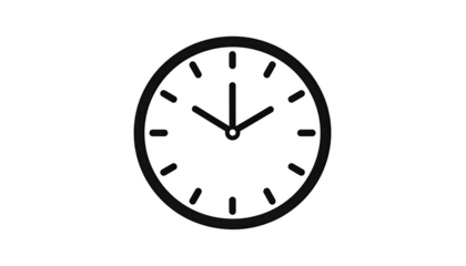 Simple clock graphic on black background