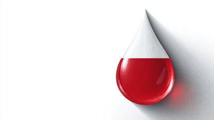 Obraz premium Red white droplet Poland flag color glossy minimal clean background national symbol patriotism hope shadow modern abstract