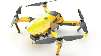 A yellow drone with four propellers, designed for aerial photography and exploration.