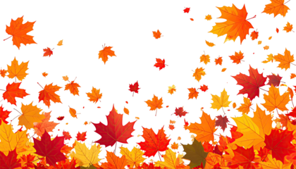 Falling autumn leaves on black background