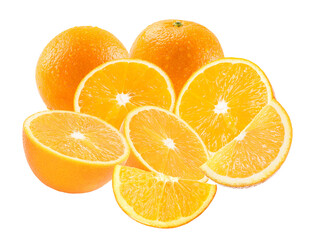 fresh oranges, sliced and whole, piled high for a healthy display
