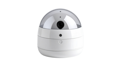 White security camera, round dome