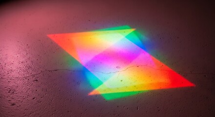 Abstract Rainbow Light Projection on Wall Colorful Triangles Overlay