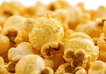 Freshly Made Popcorn on White Background 