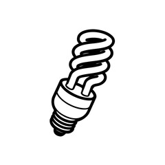 Drawing of a compact fluorescent lightbulb on transparent background