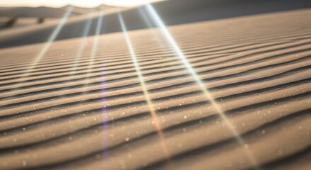 Sunbeams on Sand Dunes Desert Landscape Stock Photo