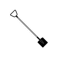 Illustration of a black shovel on white background on transparent background
