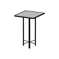 Illustration of a minimalist square table on transparent background