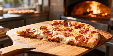 Classic Pepperoni Pizza Slice from Oven