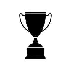 Simple black silhouette of a trophy cup on transparent background