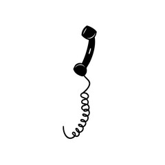 Illustration of a vintage telephone handset on transparent background