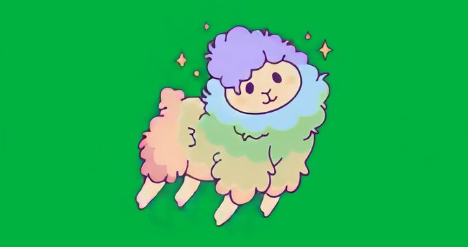 At start, cartoon sheep on transparent backdrop emitting blue aura drifting sparkles to evoke magic