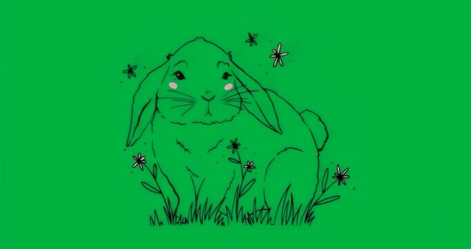 Glitch noise shifting around transparent rabbit, causing glowing blue aura pulsing and flickering