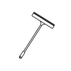 Illustration of a long handled squeegee tool on transparent background