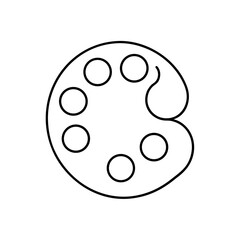 Outline of an artist's paint color palette on transparent background