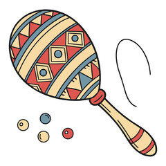 vector illustration of an abstract wooden maraca with a handle