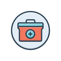 Color illustration icon for first aid box