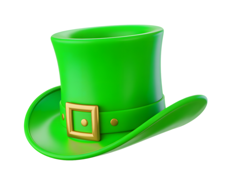 Vibrant green Leprechaun hat with gold buckle, perfect for St. Patrick's Day designs