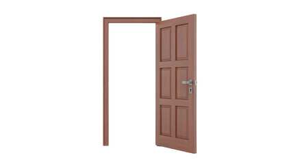 Open wooden door inviting opportunity and new beginnings in a stylish home