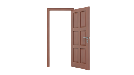 Open wooden door inviting opportunity and new beginnings in a stylish home