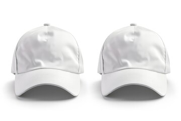 Fototapeta premium Two identical white caps displayed side by side on a white background.