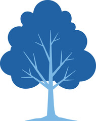 Simple Stylized Blue Tree Vector Graphic, Minimalist Illustration for Modern Design, Nature Icon, Web Design, and Infographics on White