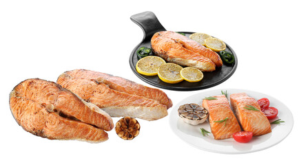 grilled salmon fillets with lemons and garlic