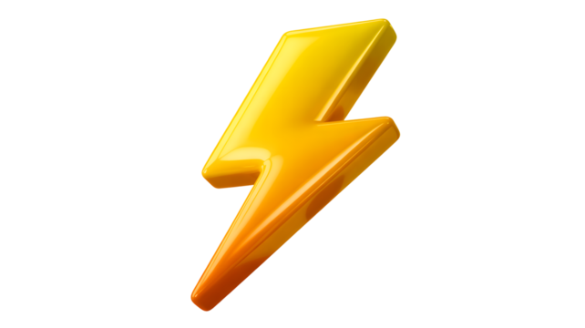 Dynamic yellow and orange lightning bolt symbol for energy and power concepts