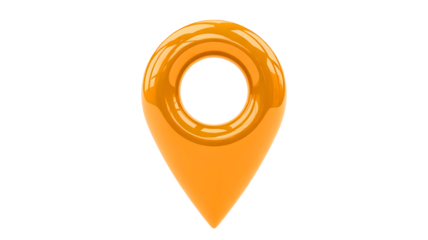 Orange location pin indicating map direction or travel destination concept