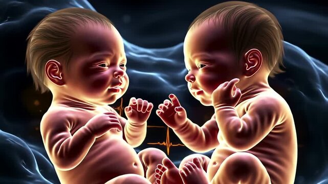 Identical twins share the same amniotic sac, their small bodies moving in close proximity, a choreography of survival and intimacy