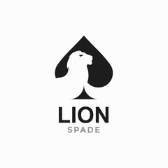 lion and spade in negative space logo