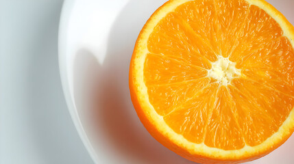 Fototapeta premium orange on white plate with minimal styling and overhead top view