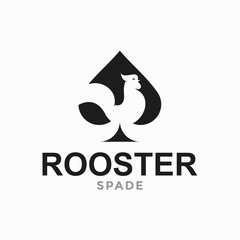 rooster and spade in negative space logo